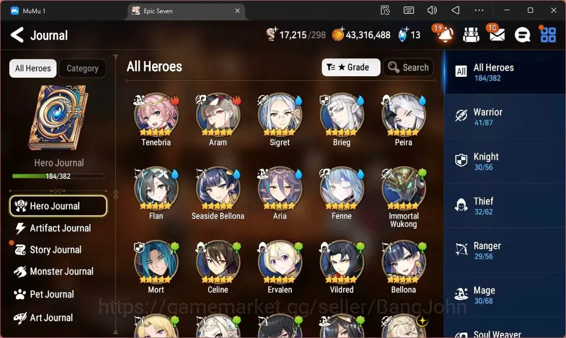 Epic Seven Accounts High-End Global Unverif | 15 ML(C Lilias,Belian,LR Krau,SE Celine,C Pavel,A Laika,LW 6
