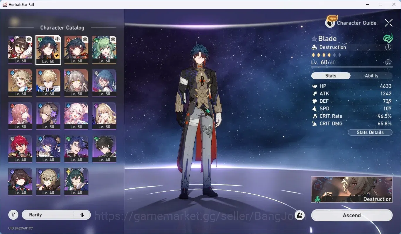 Honkai Star Rail Accounts ASIA | TL 46 |3 Character limited (Mortenax Blade  image 2