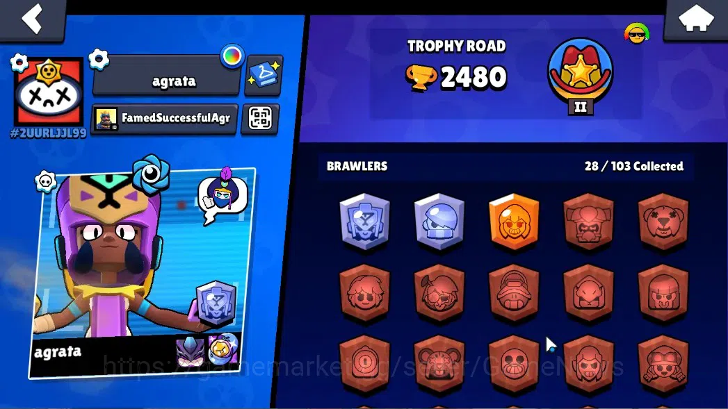 Brawl Stars Accounts 2480 Trophy|28 Brawlers 3 Max Lvl|10 Epic(Alleycat image 2
