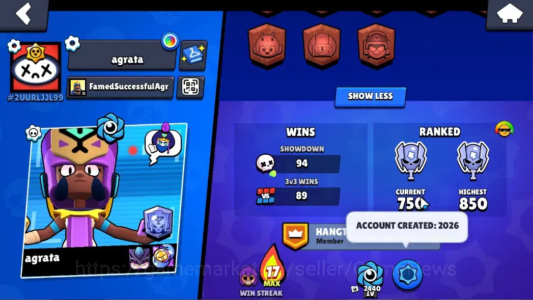 Brawl Stars Accounts 2480 Trophy|28 Brawlers 3 Max Lvl|10 Epic(Alleycat image 3