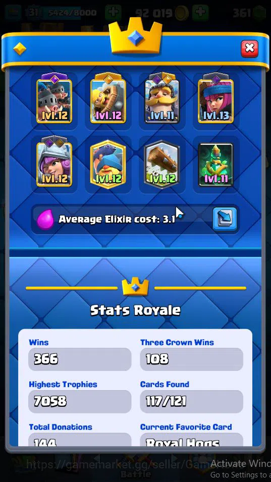 Clash Royale Accounts Lv 31|Trophy 7058|KTL 11|Total Card 117|3 Hero 5 E image 19