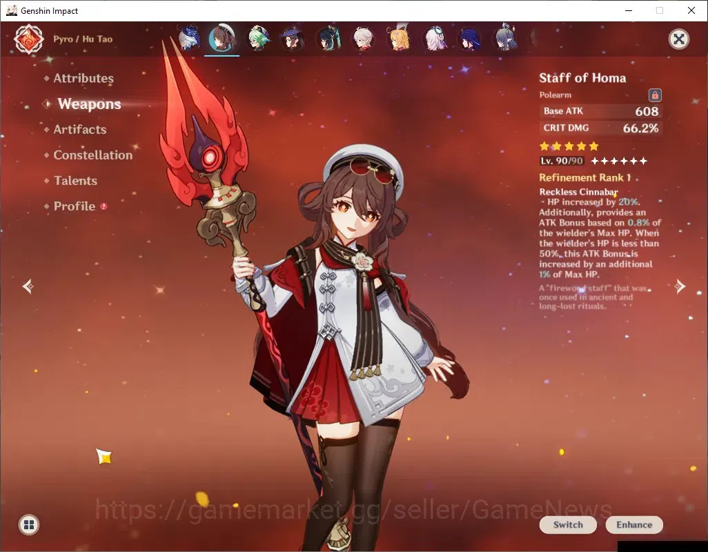 Genshin Impact Accounts Asia|AR 60|15 Limit+13(*5Wep)|([HuTaoC2,Neuvil]+Sk image 6