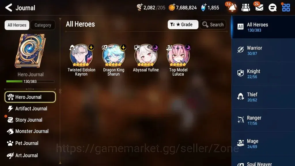 Epic Seven Accounts Starter Global|Starter|4ML (DK Sharun,AbyssYufine,TM Luluca,TE Kayron)+EA Fumyr|PoH+Bless ON|SS 1