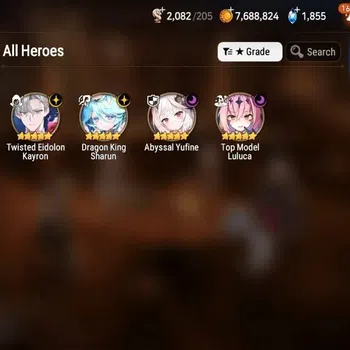 Epic Seven Accounts Starter Global|Starter|4ML (DK Sharun,AbyssYufine,TM Luluca,TE Kayron)+EA Fumyr|PoH+Bless ON|SS