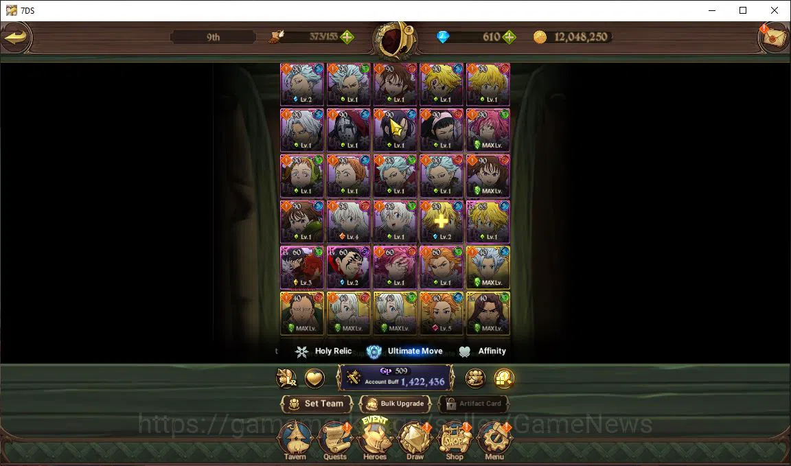 The Seven Deadly Sins: Grand Cross Accounts Midgame Global|1,4M CC|610 DM|1 LR+5 5