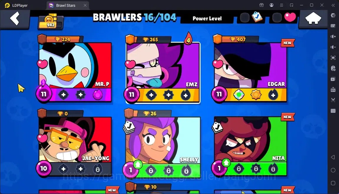 Brawl Stars Accounts Global |Trophy 942 |16 Brawler-3 Max Lvl.|1 Hypercharge [MR.P]|2 Super Rare&1 Mythic Skin | ProtectOff 5