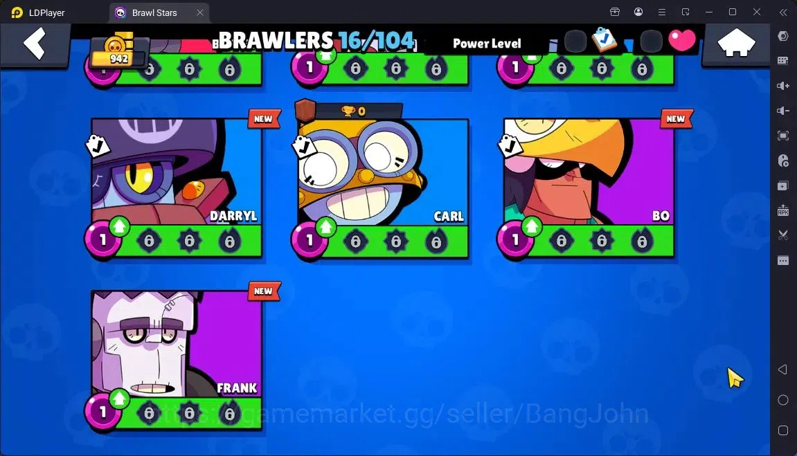 Brawl Stars Accounts Global |Trophy 942 |16 Brawler-3 Max Lvl.|1 Hypercharge [MR.P]|2 Super Rare&1 Mythic Skin | ProtectOff 7