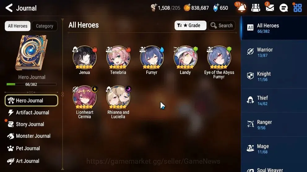 Epic Seven Accounts Limited Hero Global UnVerif|NewEra|2 ML(Rihana&Luc,Lionheart Cermia)+Abyss Fumyr,Jenua,Fumyr,etc|PoH 5