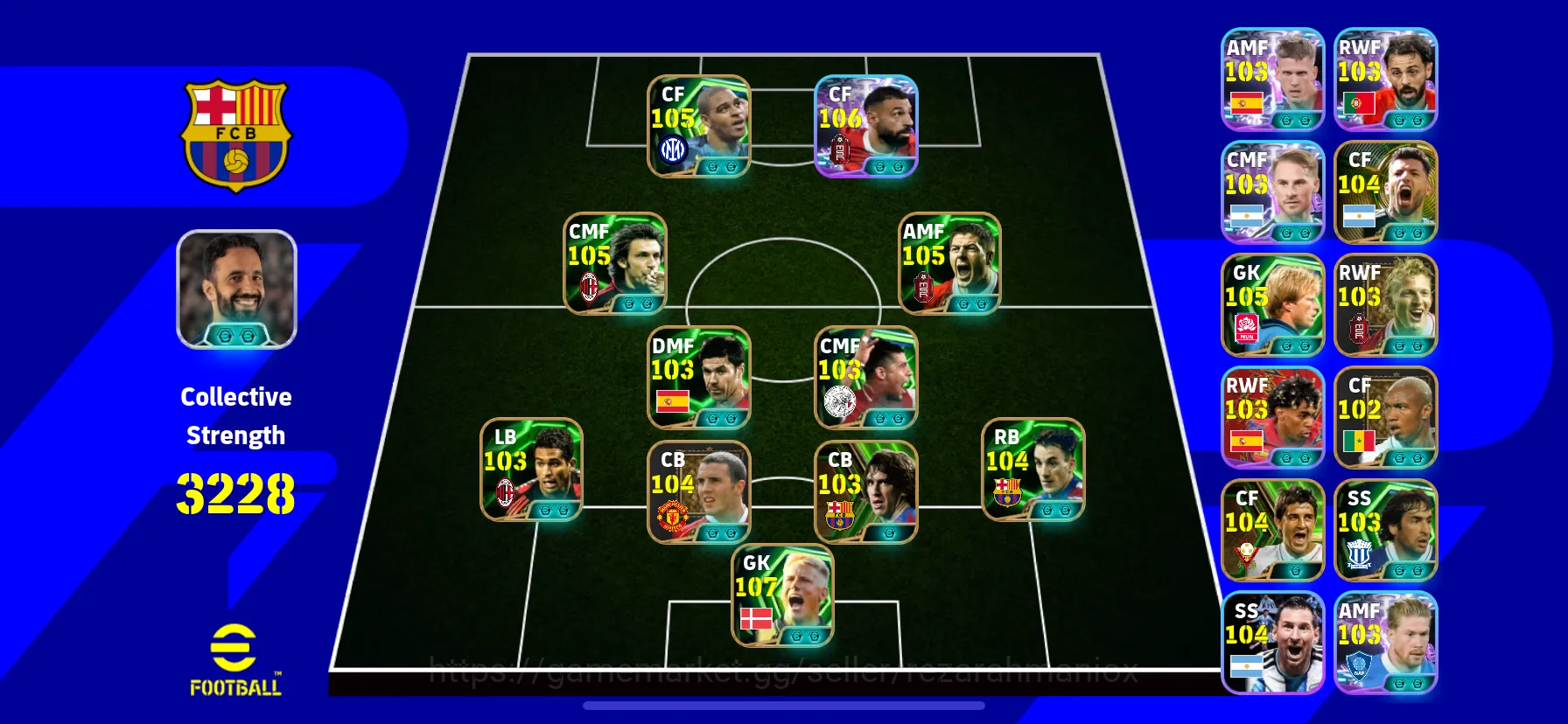 eFootball Accounts Legends & Iconic Players ovr 3228 • epic pirlo • epic andriano • showtime salah • epic smeichel • epic 1