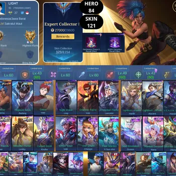 Mobile Legends: Bang Bang Accounts Smurf BEST OFFER | HERO 84 | SKIN 121 | KARINA KOF | BADANG SAINT SEIYA | VALE NARUTO