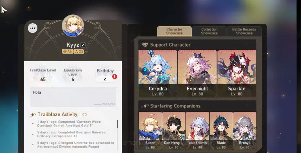 Honkai Star Rail Accounts Asia|TL 65|6 Limited|Evernight+Sign,Cerydra,Saber, image 3