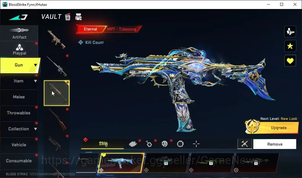 Blood Strike Accounts Collab Skin ASIA|ETERNAL MP7 Tidesong Lv4|Collab AOT M4A1 Battle of Faith,Female Titan|3 Ultra Vector 1
