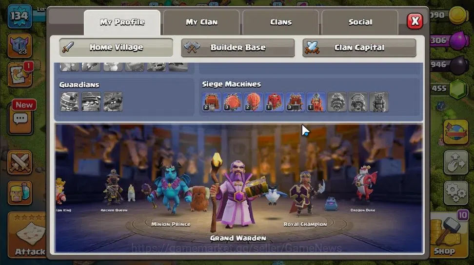 Clash of Clans Accounts LV 134|TH 17-BH 10|HH 9|Limited Skin|BK 44,AQ 67,G image 4