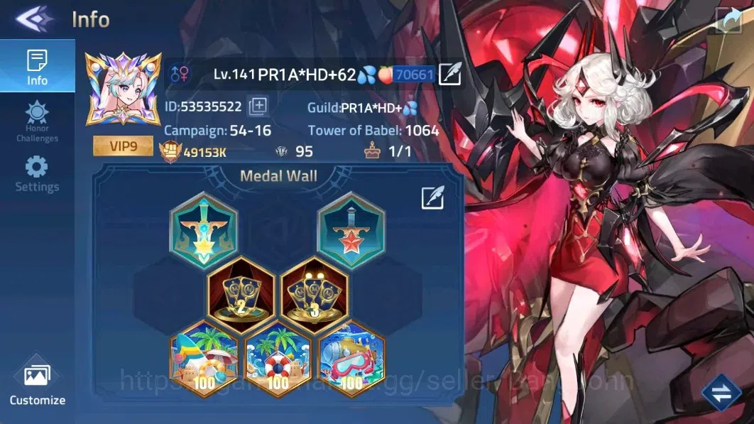 Mobile Legends: Adventure Accounts Global |LV 141| 49153k Power |VIP 9| Camp 54-16 |3 image 1