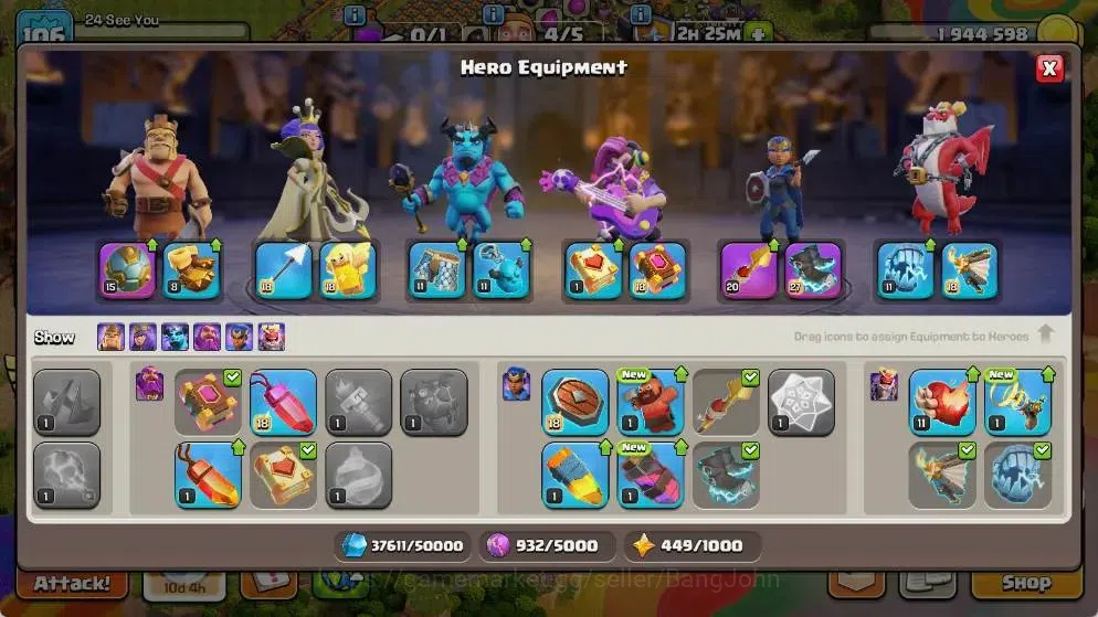 Clash of Clans Accounts Global |TH 17-BH 7|LVL 106|AQ 32 ,MP 7 ,GW 17 ,RC  image 11
