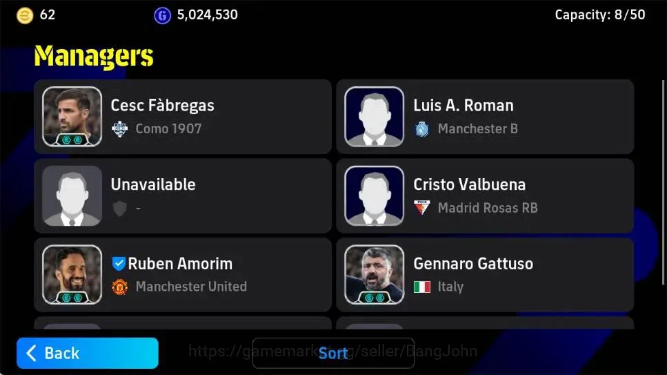 eFootball Accounts Legends & Iconic Players Mobile|PW 3194|MichaelOwen Epic,Roberto Bagio Epic,Fabio Cannavaro Epic,Steven 2