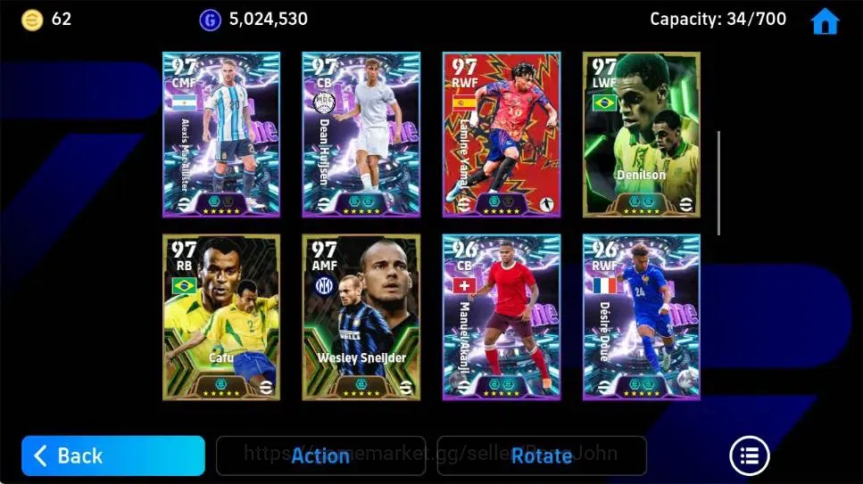 eFootball Accounts Legends & Iconic Players Mobile|PW 3194|MichaelOwen Epic,Roberto Bagio Epic,Fabio Cannavaro Epic,Steven 5