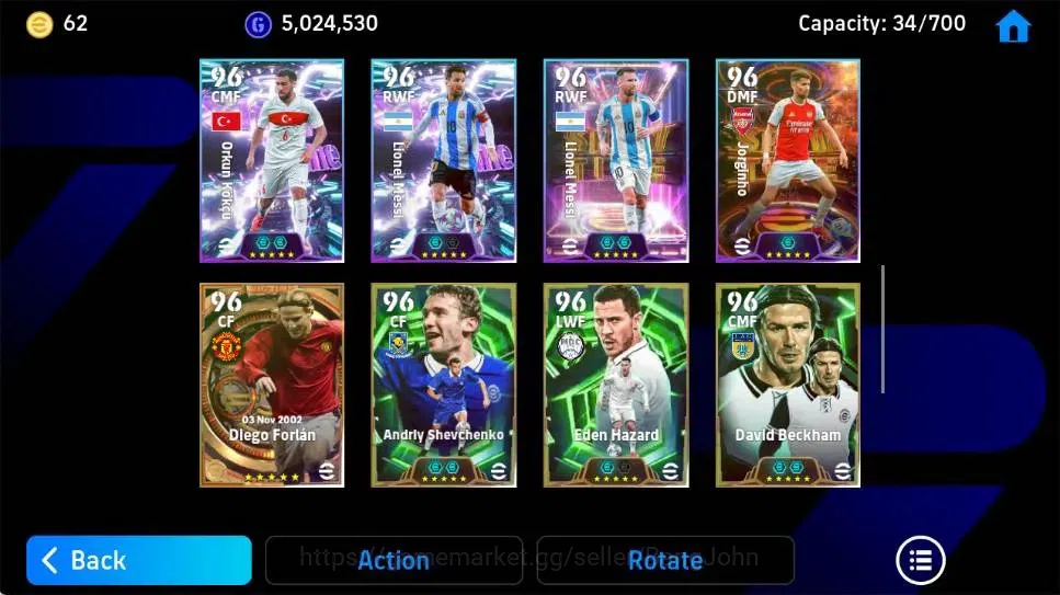 eFootball Accounts Legends & Iconic Players Mobile|PW 3194|MichaelOwen Epic,Roberto Bagio Epic,Fabio Cannavaro Epic,Steven 6