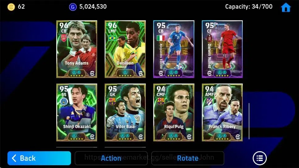 eFootball Accounts Legends & Iconic Players Mobile|PW 3194|MichaelOwen Epic,Roberto Bagio Epic,Fabio Cannavaro Epic,Steven 7