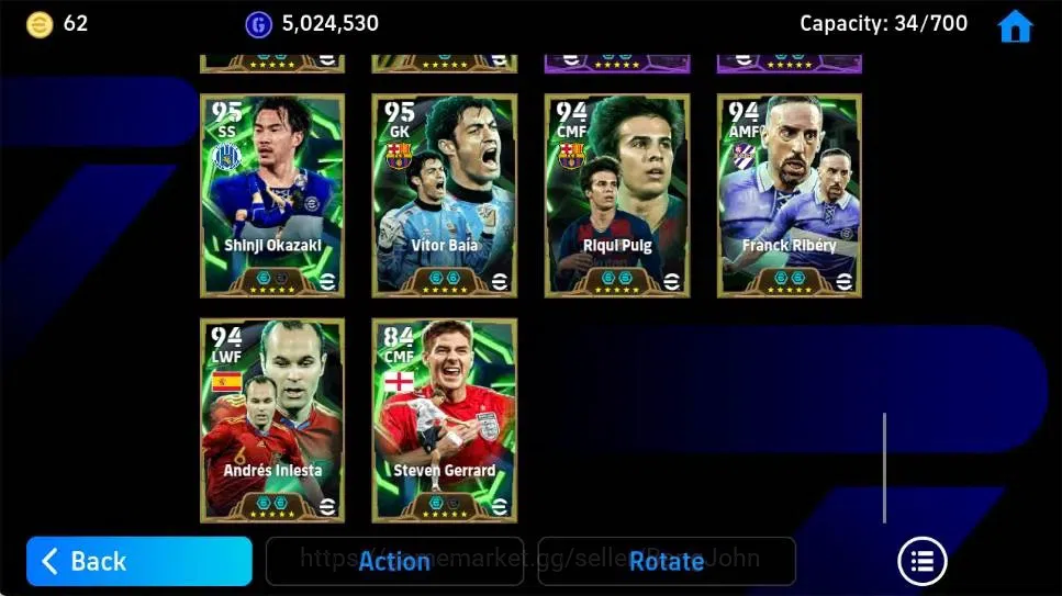 eFootball Accounts Legends & Iconic Players Mobile|PW 3194|MichaelOwen Epic,Roberto Bagio Epic,Fabio Cannavaro Epic,Steven 8