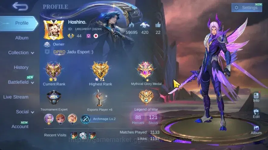 Mobile Legends: Bang Bang Accounts Hero 88|Skin 121|Highest Glory 71|Tigreal Lightbor image 1