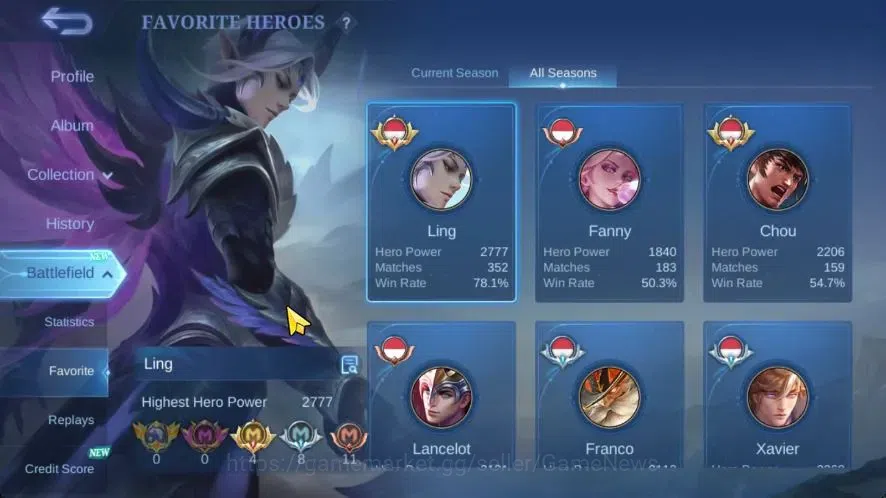 Mobile Legends: Bang Bang Accounts Hero 88|Skin 121|Highest Glory 71|Tigreal Lightbor image 4