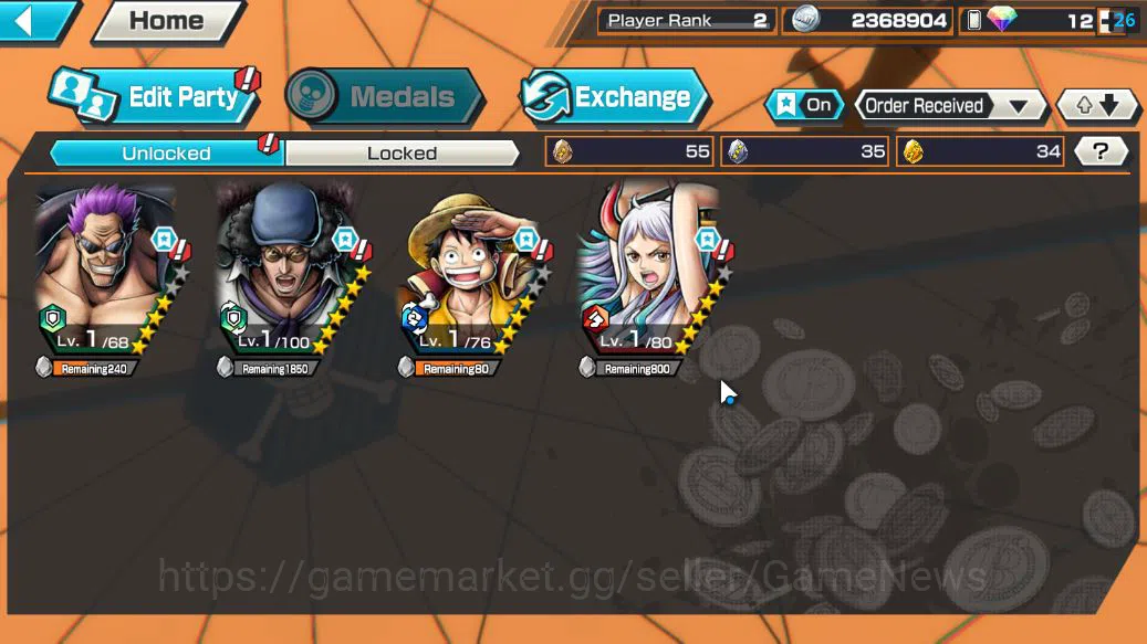 One Piece Bounty Rush Accounts Starter Global|4 EX| Man DB King Pirates Monkey D.Luffy,Blackbeard Kuzan,Kaido'Son 3