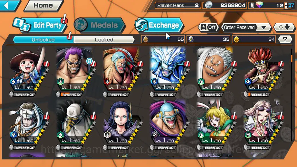 One Piece Bounty Rush Accounts Starter Global|4 EX| Man DB King Pirates Monkey D.Luffy,Blackbeard Kuzan,Kaido'Son 5