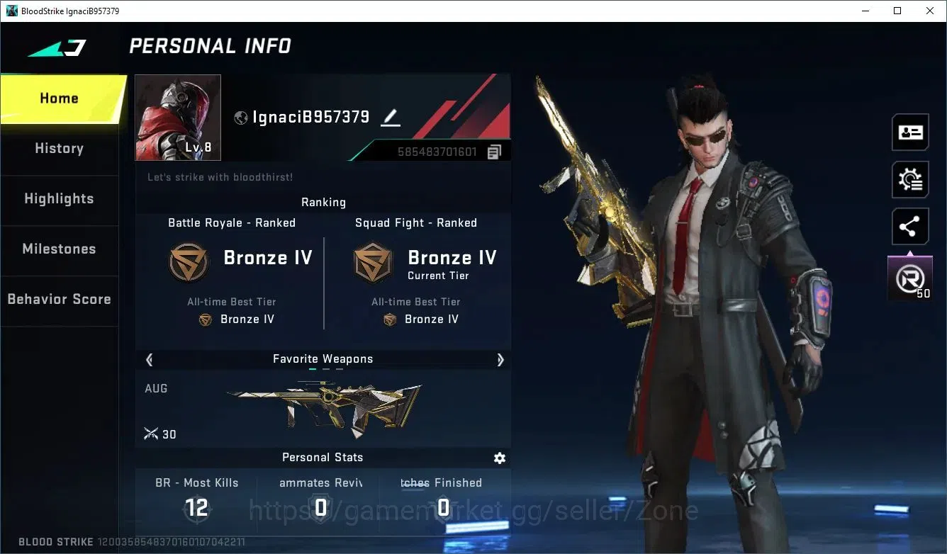 Blood Strike Accounts ASIA|1 ETERNAL: AUG Empyrean|4 Guns|1 ULTRA Loot C image 1