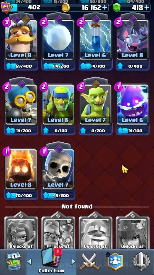 Clash Royale Accounts High-End Lvl 402|KTL 9|Trophy 3041|418 Gems|Card 48/122|1 Hero 4 EVO 11 Epic 18 Rare 19 Common|3 Wild 15
