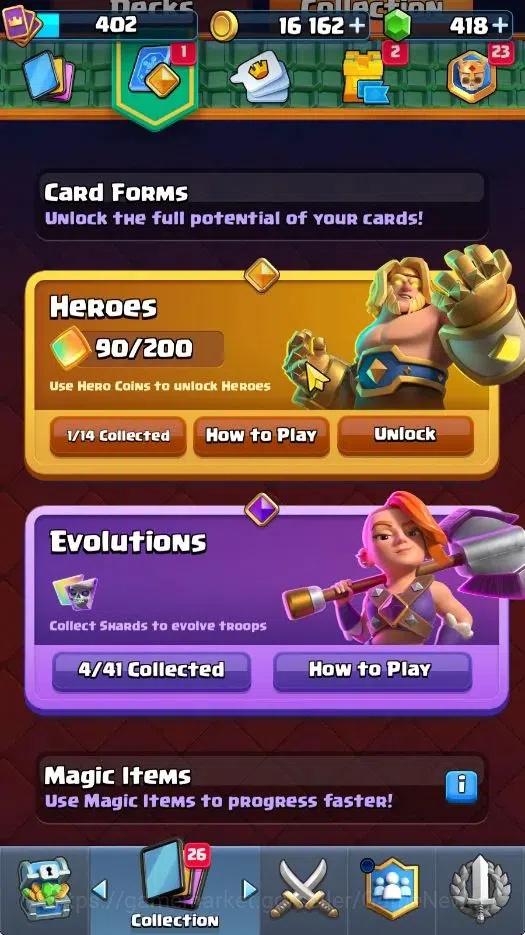 Clash Royale Accounts High-End Lvl 402|KTL 9|Trophy 3041|418 Gems|Card 48/122|1 Hero 4 EVO 11 Epic 18 Rare 19 Common|3 Wild 5