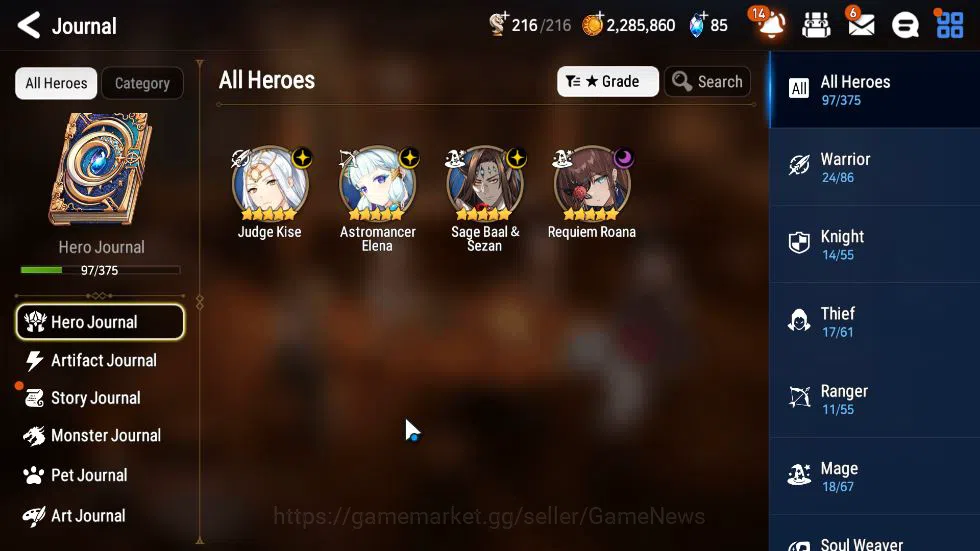 Epic Seven Accounts Starter GLOBAL Unverif|4 ML(AstroM Elena,SageBalSezn,Req Roana,Judge Kise)+Aram,Iseria,Etc|Poh+Bless 4