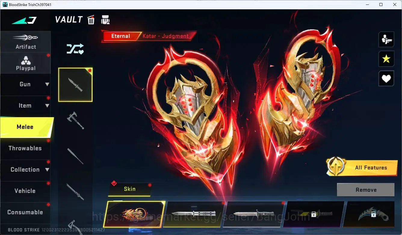 Blood Strike Accounts Rare Skin ASIA | Eternal Melee: Katar | 3 7DS Guns: AK47,M700,Kar98k | 1 Ultra Gun | BLEACH Striker 10
