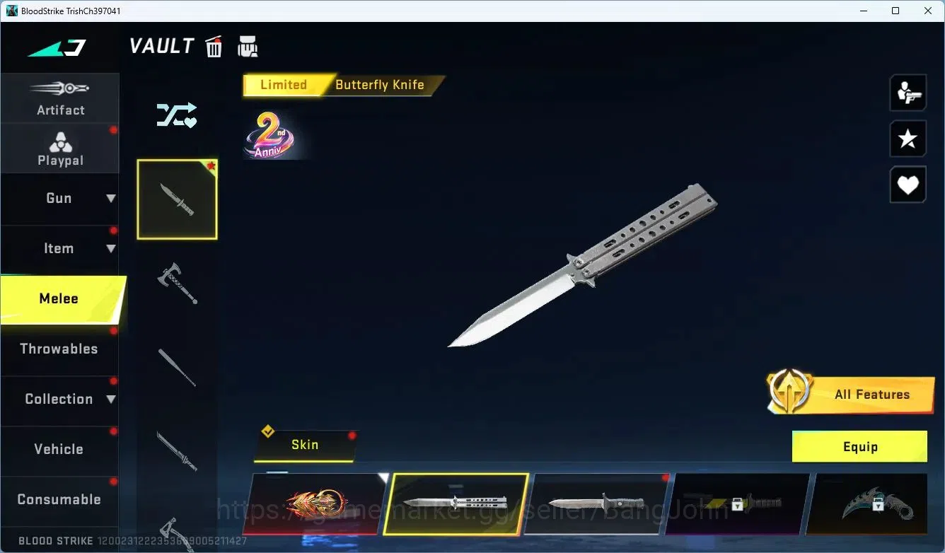 Blood Strike Accounts Rare Skin ASIA | Eternal Melee: Katar | 3 7DS Guns: AK47,M700,Kar98k | 1 Ultra Gun | BLEACH Striker 11