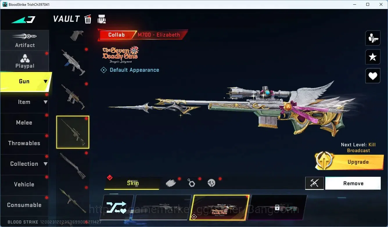 Blood Strike Accounts Rare Skin ASIA | Eternal Melee: Katar | 3 7DS Guns: AK47,M700,Kar98k | 1 Ultra Gun | BLEACH Striker 6