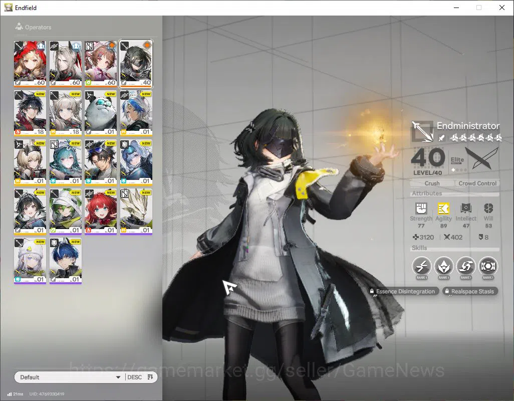 Arknights: Endfield Accounts ASIA|Lv47 |SSR 3(1Limit)+4(*6WP)|Rossi+sign,Ardelia,Pogranichnik|Ars