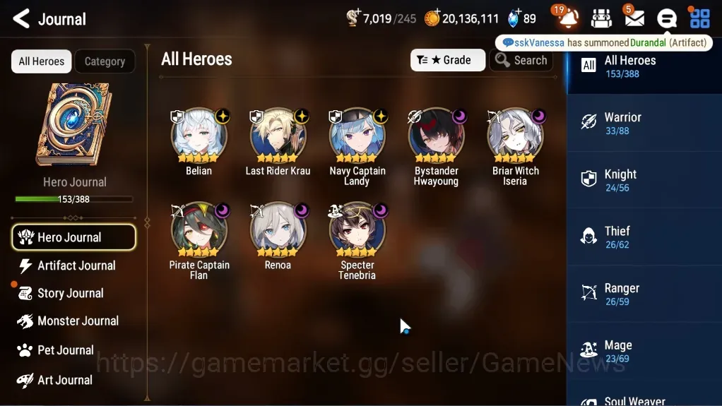 Epic Seven Accounts Starter ASIA UnVerif|NewEra|8 ML (Belian,BW Iseria,Renoa,Etc)+Estelle,Fumyr,A Ludwig,TA Coli,Etc|30K 1