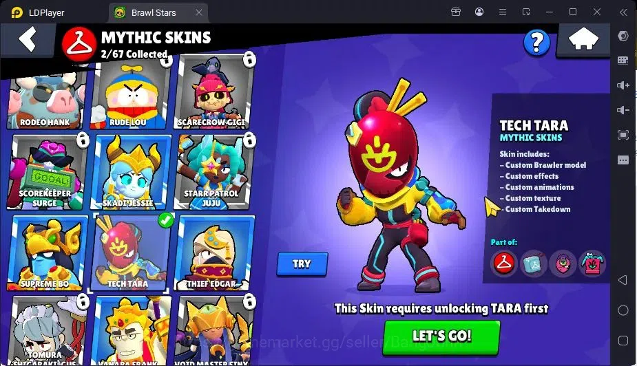 Brawl Stars Accounts Trophy 1554|19 Brawler,3 Lv.11(EMZ,Edgar,Griff)|2Mythic(Otis,Tara),2Epic(Shelly,Griff)Skin|1217 14