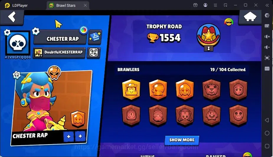 Brawl Stars Accounts Trophy 1554|19 Brawler,3 Lv.11(EMZ,Edgar,Griff)|2Mythic(Otis,Tara),2Epic(Shelly,Griff)Skin|1217 2