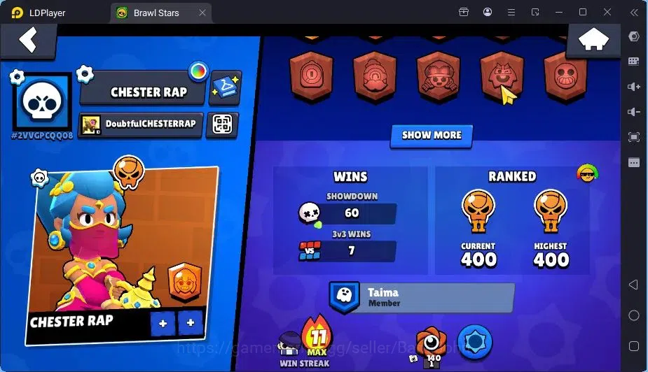 Brawl Stars Accounts Trophy 1554|19 Brawler,3 Lv.11(EMZ,Edgar,Griff)|2Mythic(Otis,Tara),2Epic(Shelly,Griff)Skin|1217 3