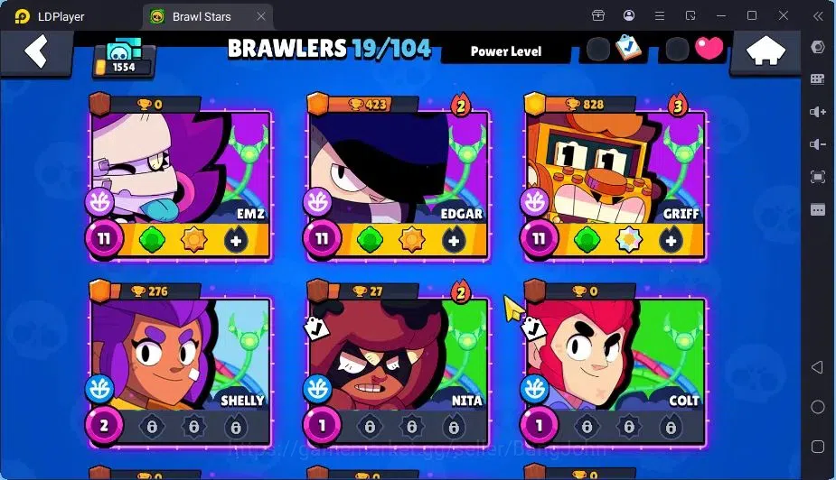 Brawl Stars Accounts Trophy 1554|19 Brawler,3 Lv.11(EMZ,Edgar,Griff)|2Mythic(Otis,Tara),2Epic(Shelly,Griff)Skin|1217 5