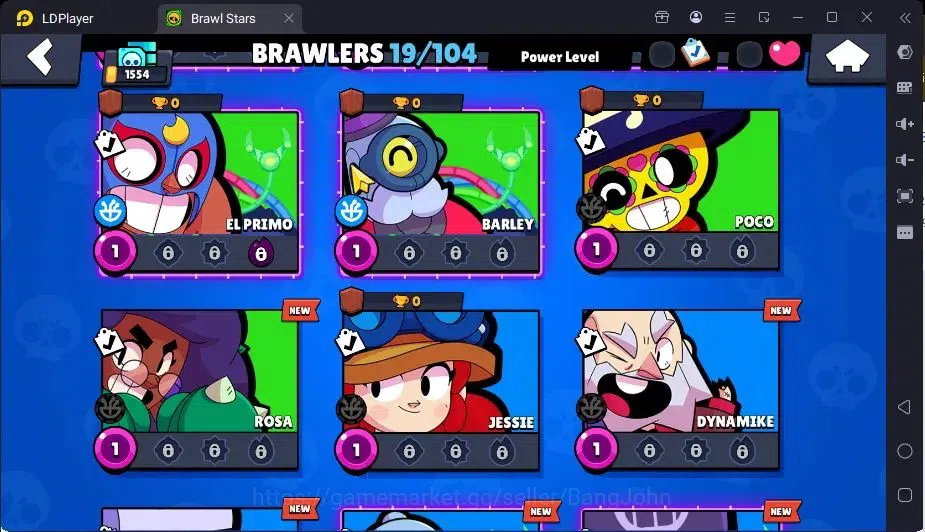 Brawl Stars Accounts Trophy 1554|19 Brawler,3 Lv.11(EMZ,Edgar,Griff)|2Mythic(Otis,Tara),2Epic(Shelly,Griff)Skin|1217 6