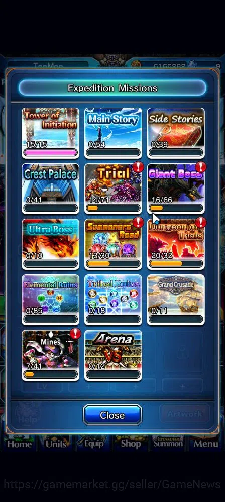 Grand Summoners Accounts End-Game Global|Rank 63|1 Sp.Art|17 Ascend|DL 14