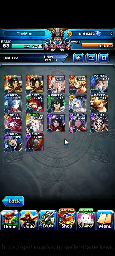Grand Summoners Accounts End-Game Global|Rank 63|1 Sp.Art|17 Ascend|DL 5