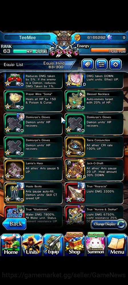 Grand Summoners Accounts End-Game Global|Rank 63|1 Sp.Art|17 Ascend|DL 9