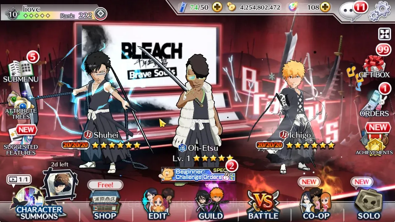 Bleach: Brave Souls Accounts Starter Global|1,3M BP+1MT|Fresh Story|4K BSA+9K PAccTicket|Bambietta,Shuhei,Gremmy,Robert 1