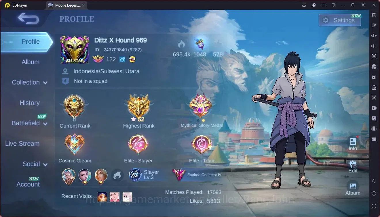 Mobile Legends: Bang Bang Accounts Global|Hero 132|Skin 367|Exalted|Legend GS|Naruto image 1