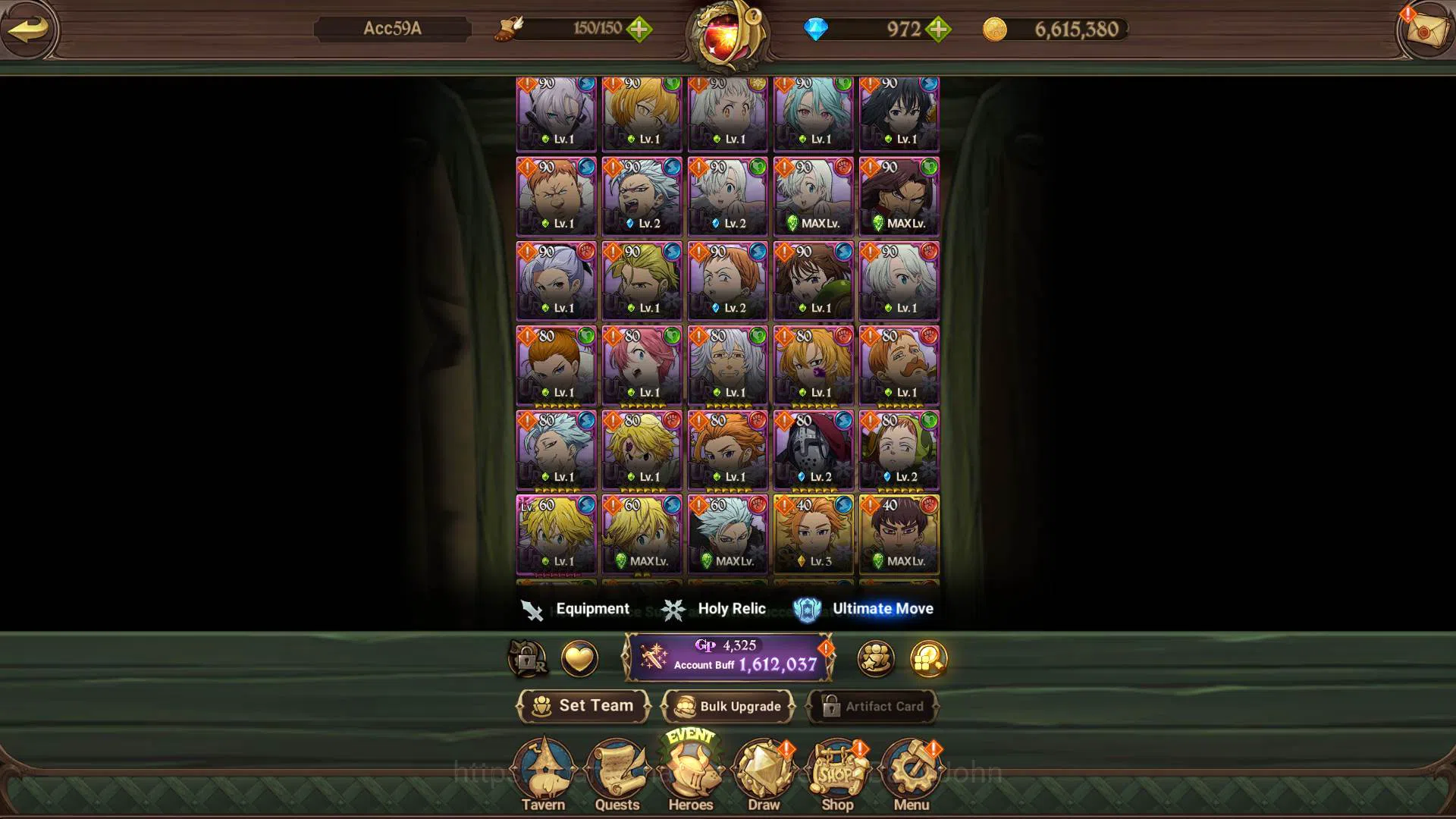 The Seven Deadly Sins: Grand Cross Accounts ASIA|1.6M CC|DM 972 + LS 200| UR Demon King Meliod image 7
