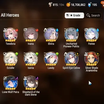 Epic Seven Accounts Starter Global|Unverif|Starter 4 ML(Soth Dark Diene,SE Celine,LW Peira)|PoH+Bless ON|Theater