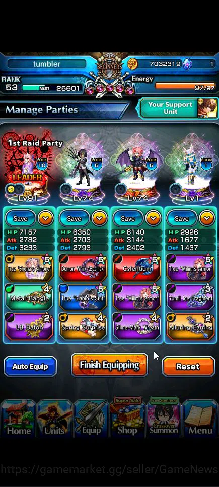 Grand Summoners Accounts Global|Rank 53|4 Ascend+3 TW|[Shuna,Diablo,Combat  image 18